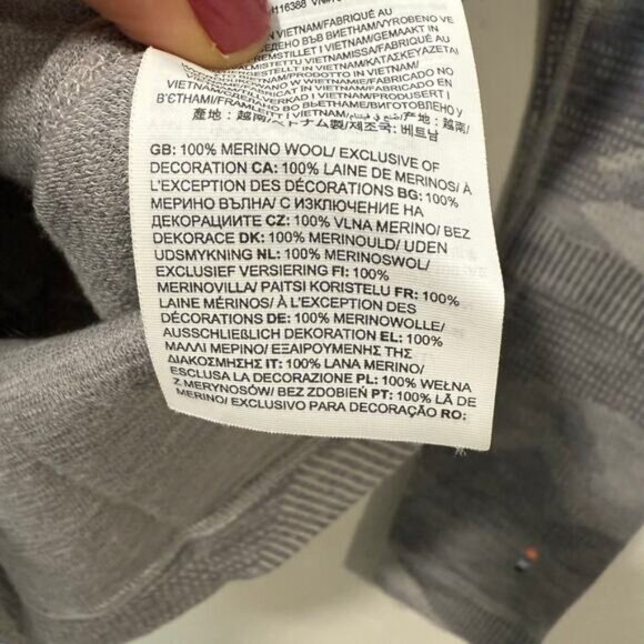 Smartwool Women's Crew Shirt Long Sleeve Camo Gray Merino Wool Large - Picture 7 of 8